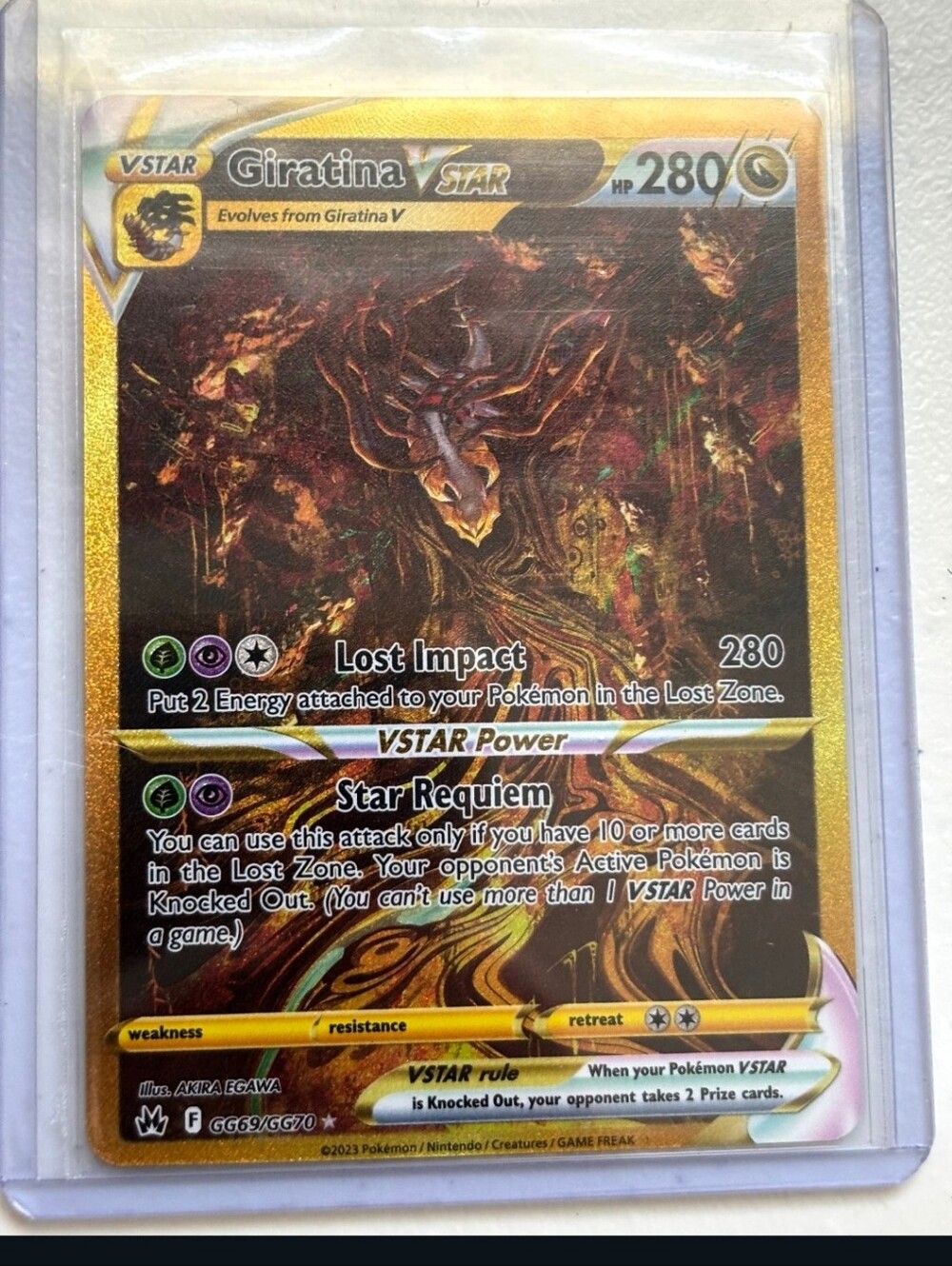 Giratina VSTAR Premium Gold Holographic Trading Card - Black & Gold
